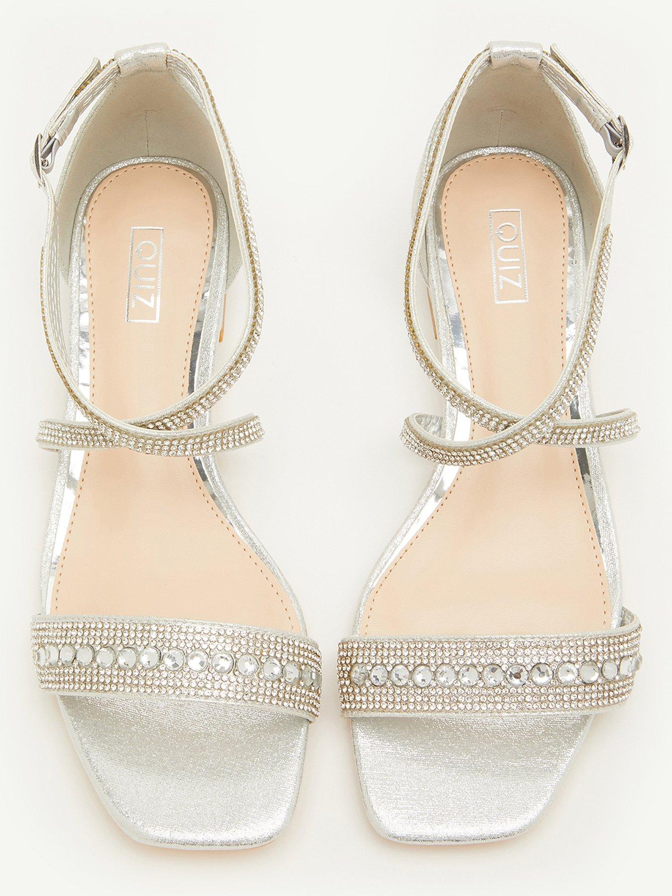 Quiz silver sale diamante wedges