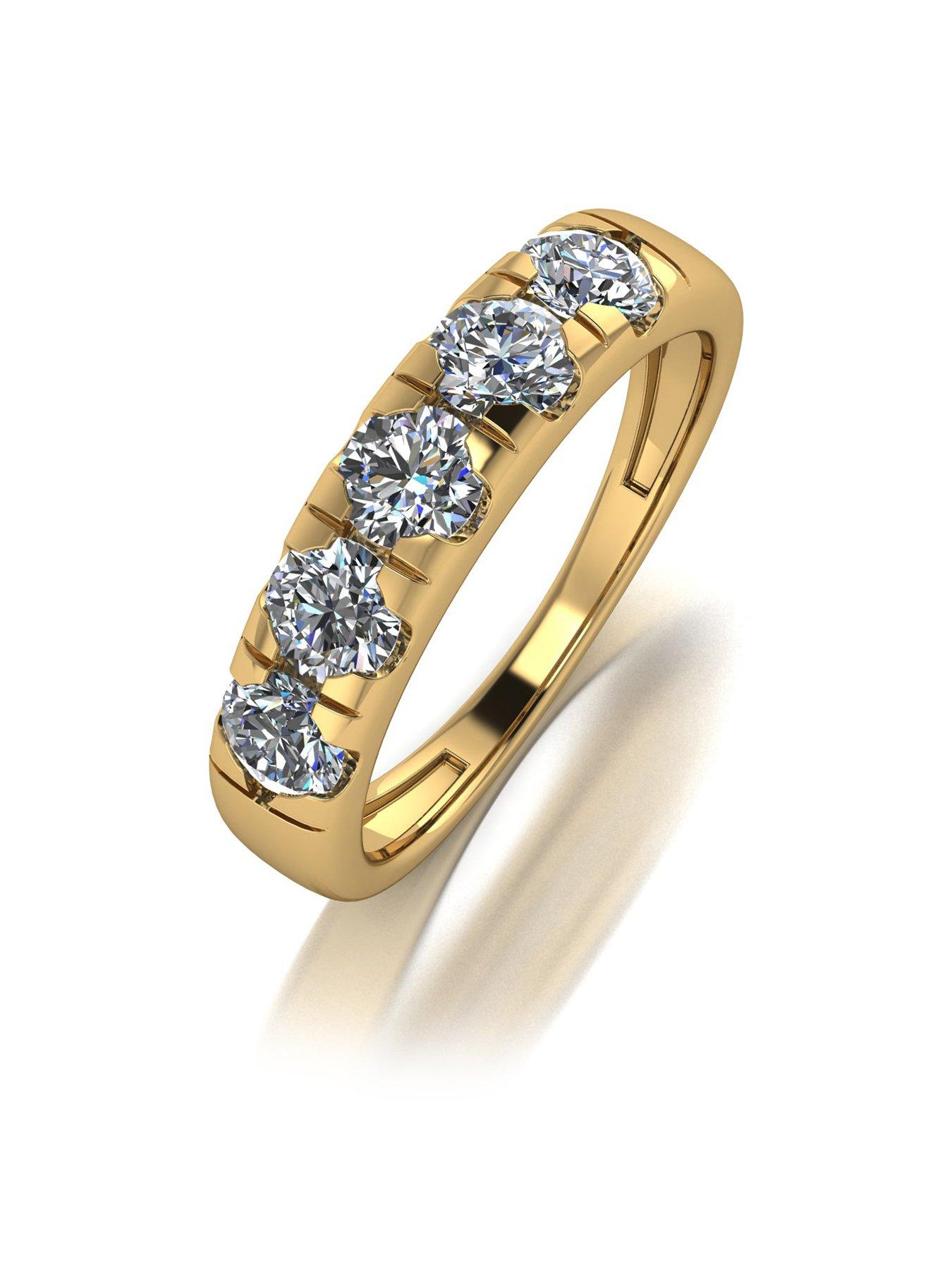 Product photograph of Moissanite 9ct Gold 1 25ct Total 5 Stone Moissanite Band Ring from very.co.uk