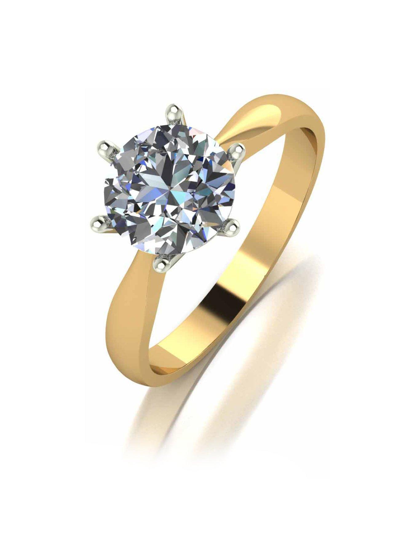 Jewellery & watches 9ct Gold 1.50ct Eq Moissanite Solitaire Ring