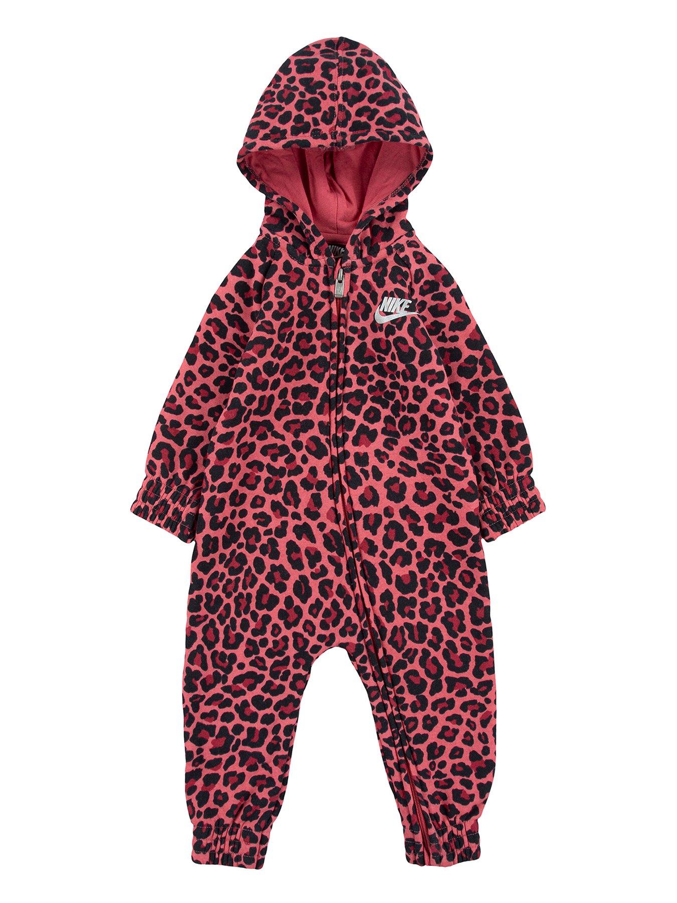  Baby Hooded Overall - Burgundy/Leopard Print