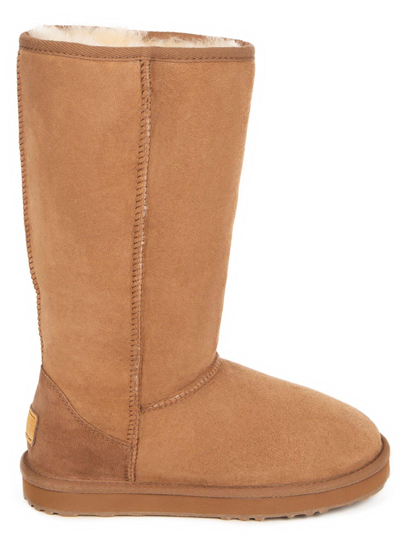 Womens tall sheepskin hot sale boots