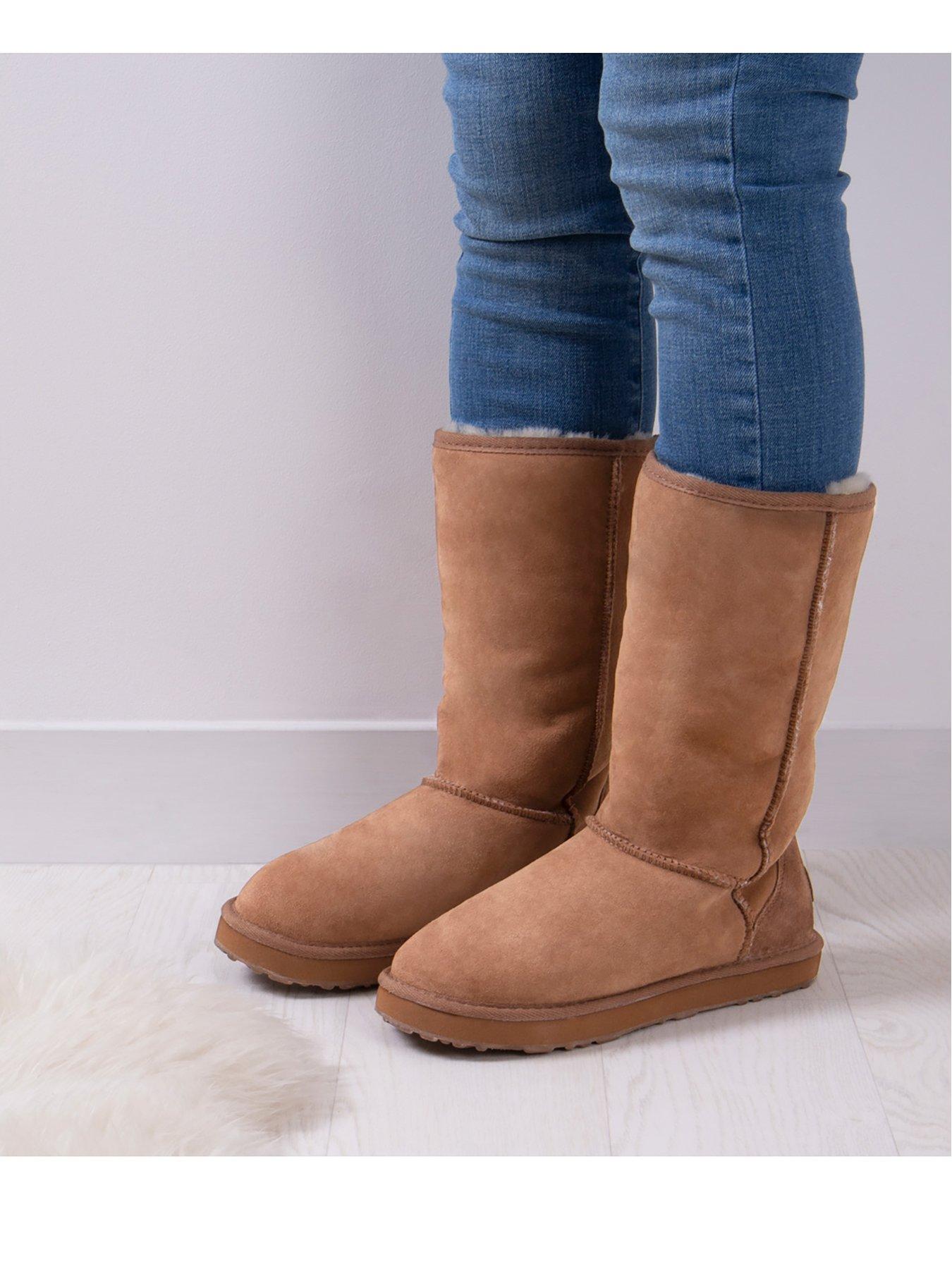 Just Sheepskin Ladies Tall Classic Sheepskin Boot - Chestnut | Very.co.uk