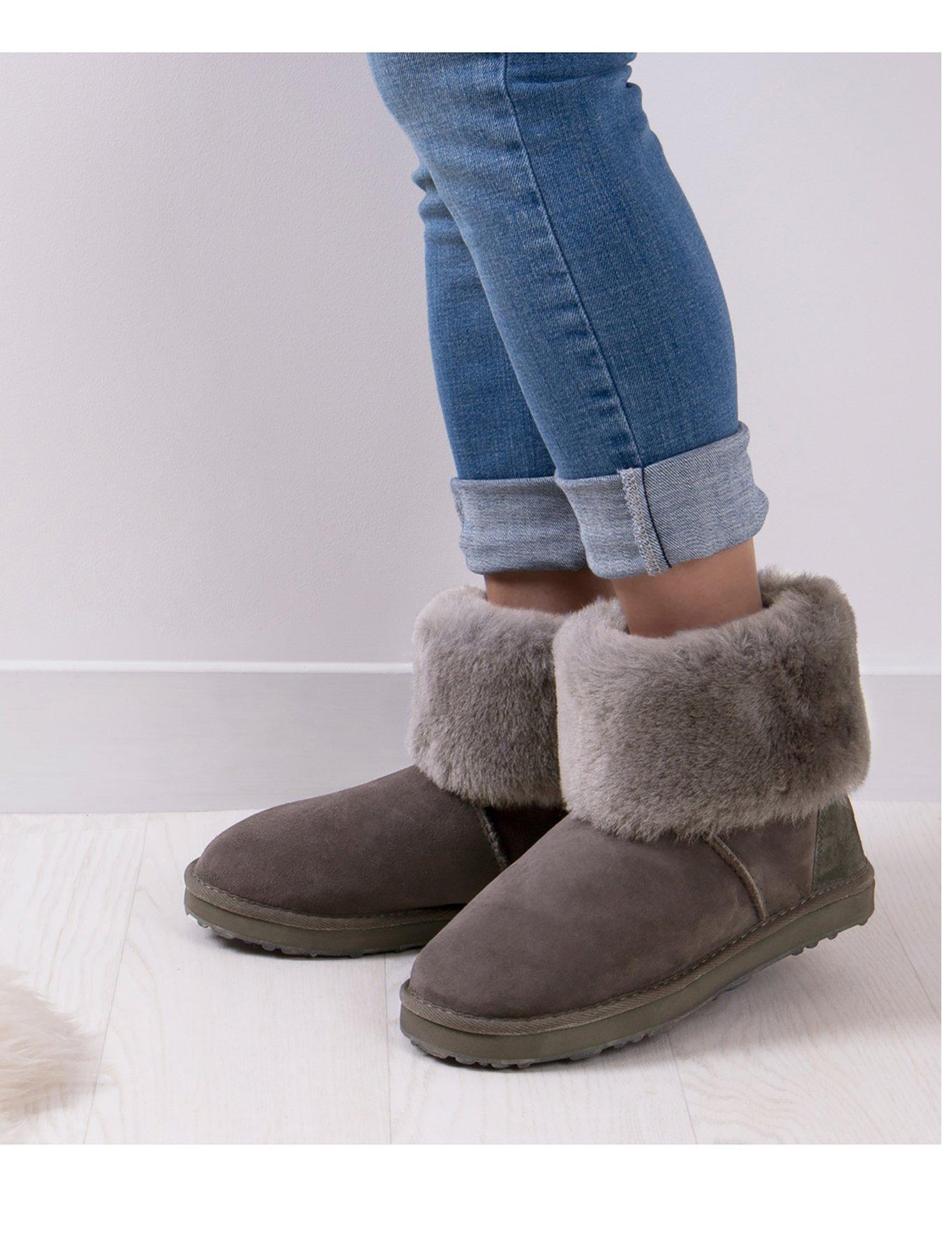 Just Sheepskin Ladies Cornwall Sheepskin Boot - Granite | Very.co.uk