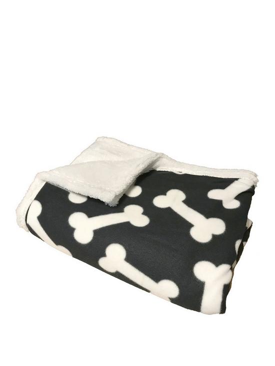 front image of bunty-boneo-pet-fleece-blanket-black