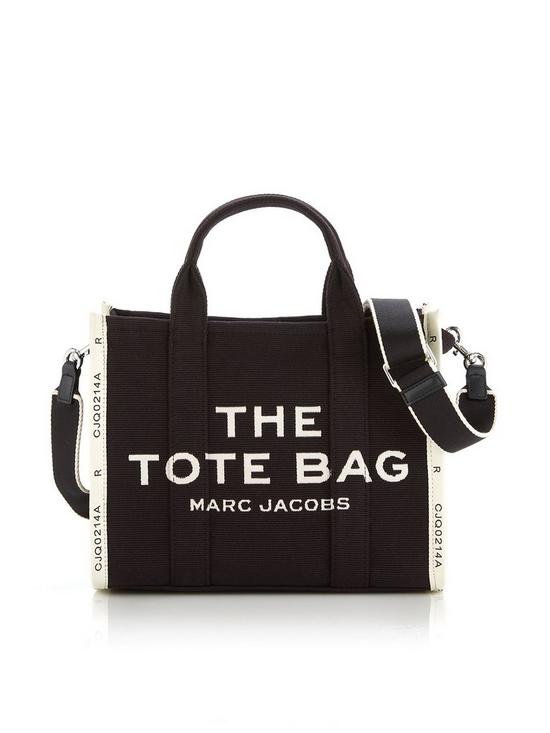 front image of marc-jacobs-the-jacquard-smallnbspcanvas-tote-bag-black