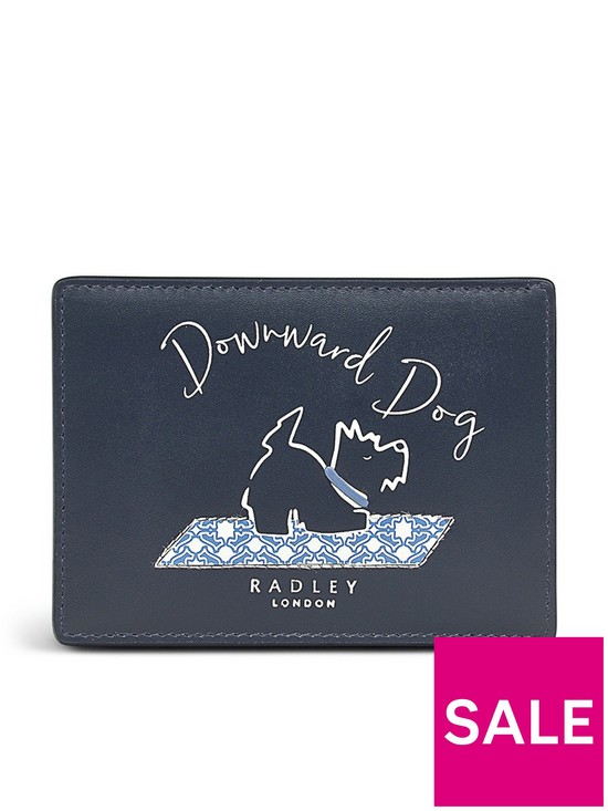 front image of radley-yoga-dog-leather-small-cardholder-ink