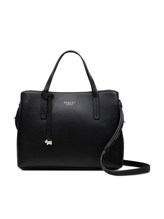 front image of radley-dukes-place-leather-medium-open-top-multiway-bag-black