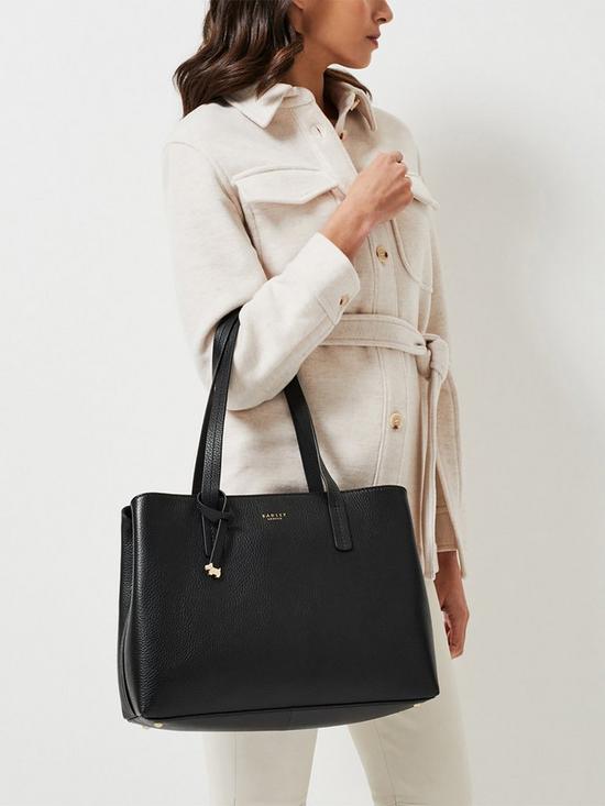 stillFront image of radley-dukes-place-leather-large-ziptop-workbag-bag-black