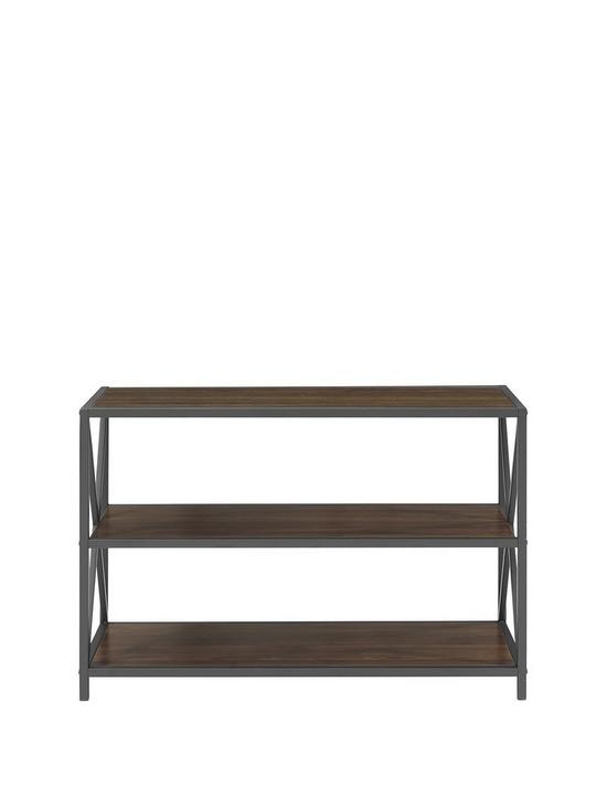 front image of lisburn-designs-minster-low-bookcase-walnutblack