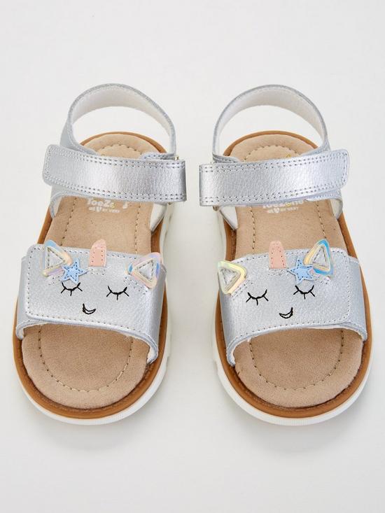 front image of v-by-very-younger-girls-unicorn-touch-strap-sandals-metallicnbsp