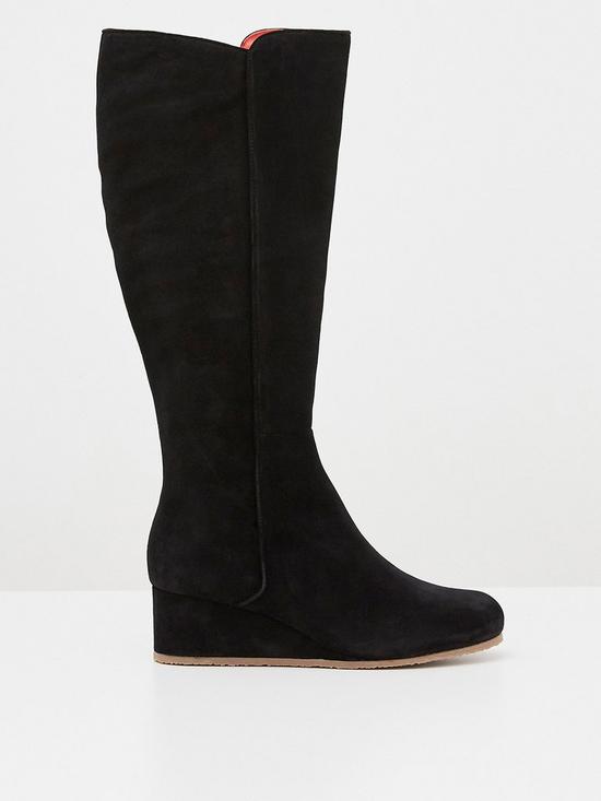 White Stuff Issy Leather Wedge High Leg Boot - Black | very.co.uk