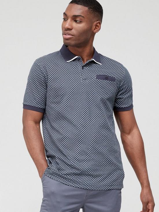 front image of very-man-geo-print-polo-navy