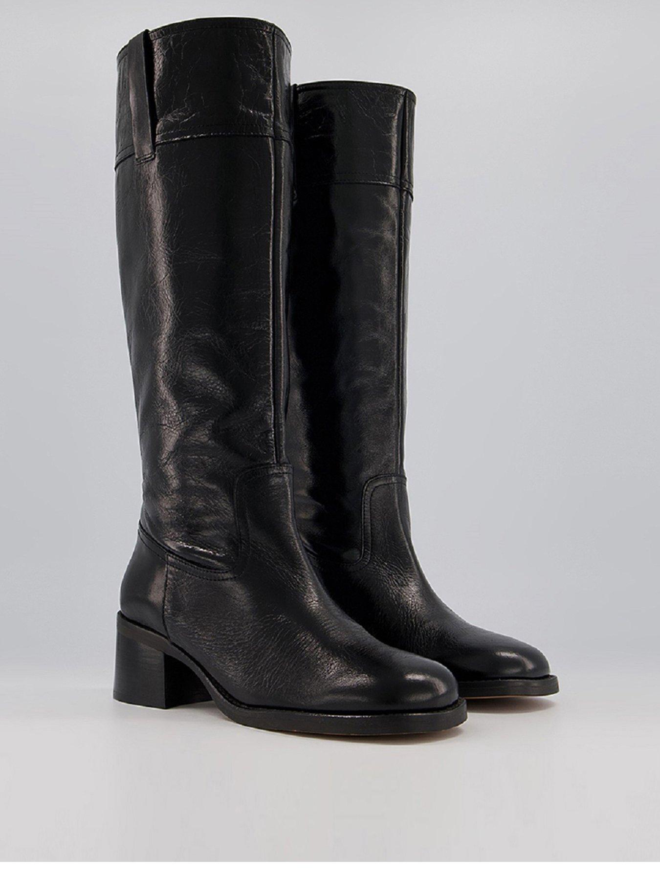 Women Kingsbury Leather Pull On Boots - Black