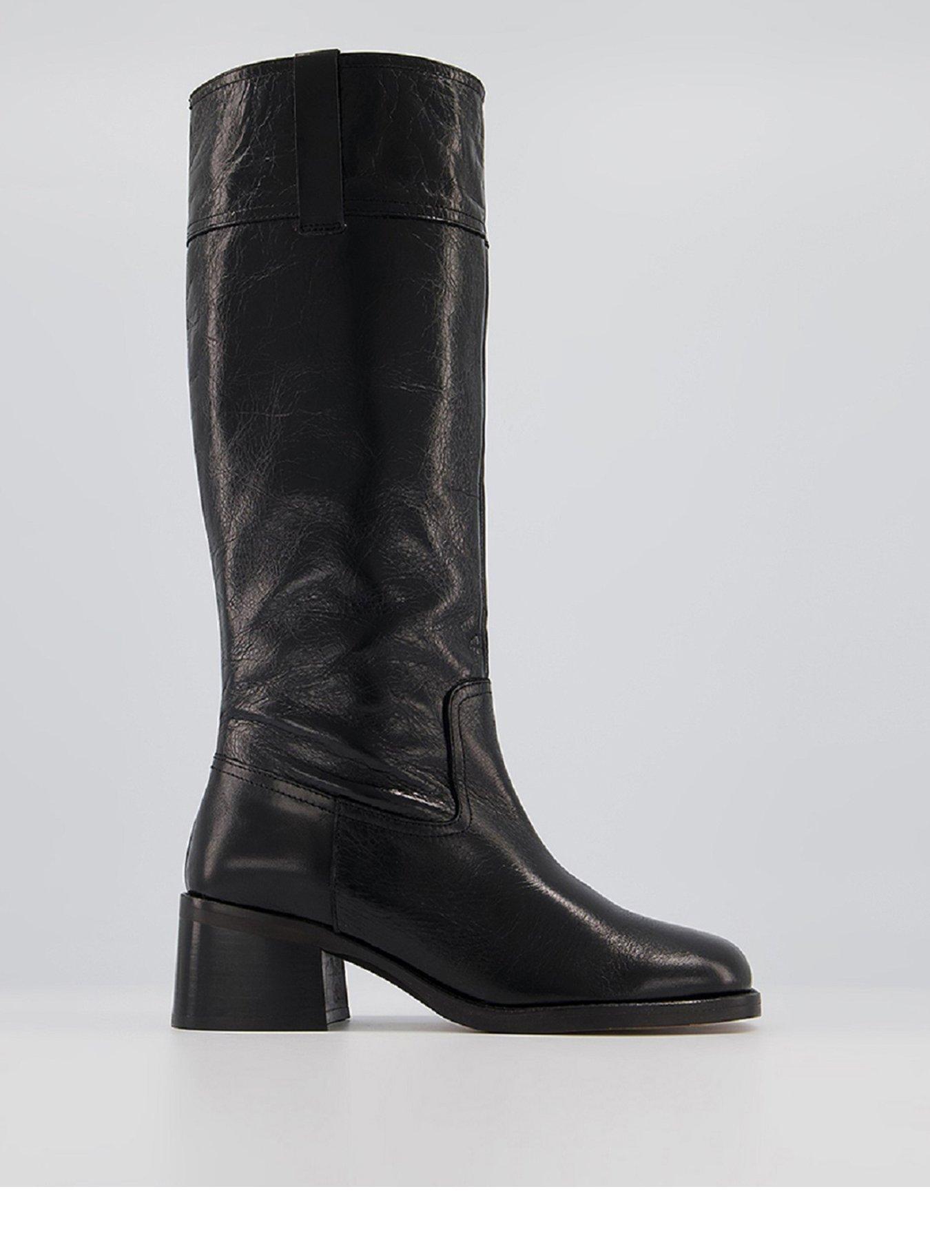 Women Kingsbury Leather Pull On Boots - Black