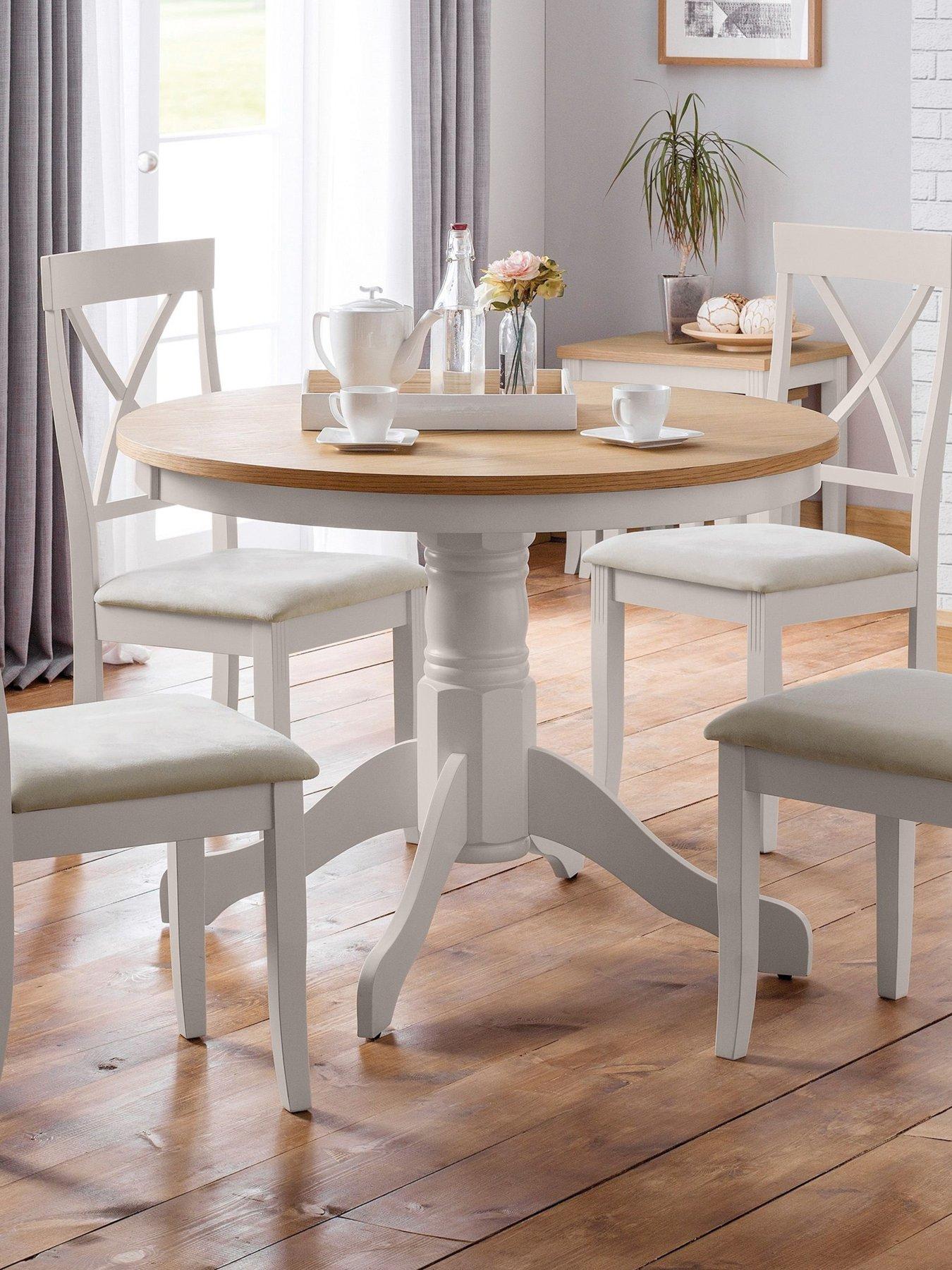 Julian Bowen Davenport 106 cm Round Pedestal Table - Grey/Oak