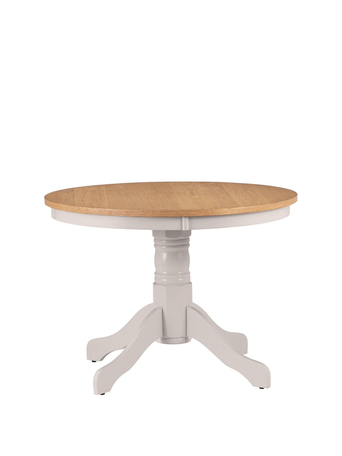 Product photograph of Julian Bowen Davenport 106 Cm Round Pedestal Table - Grey Oak from very.co.uk