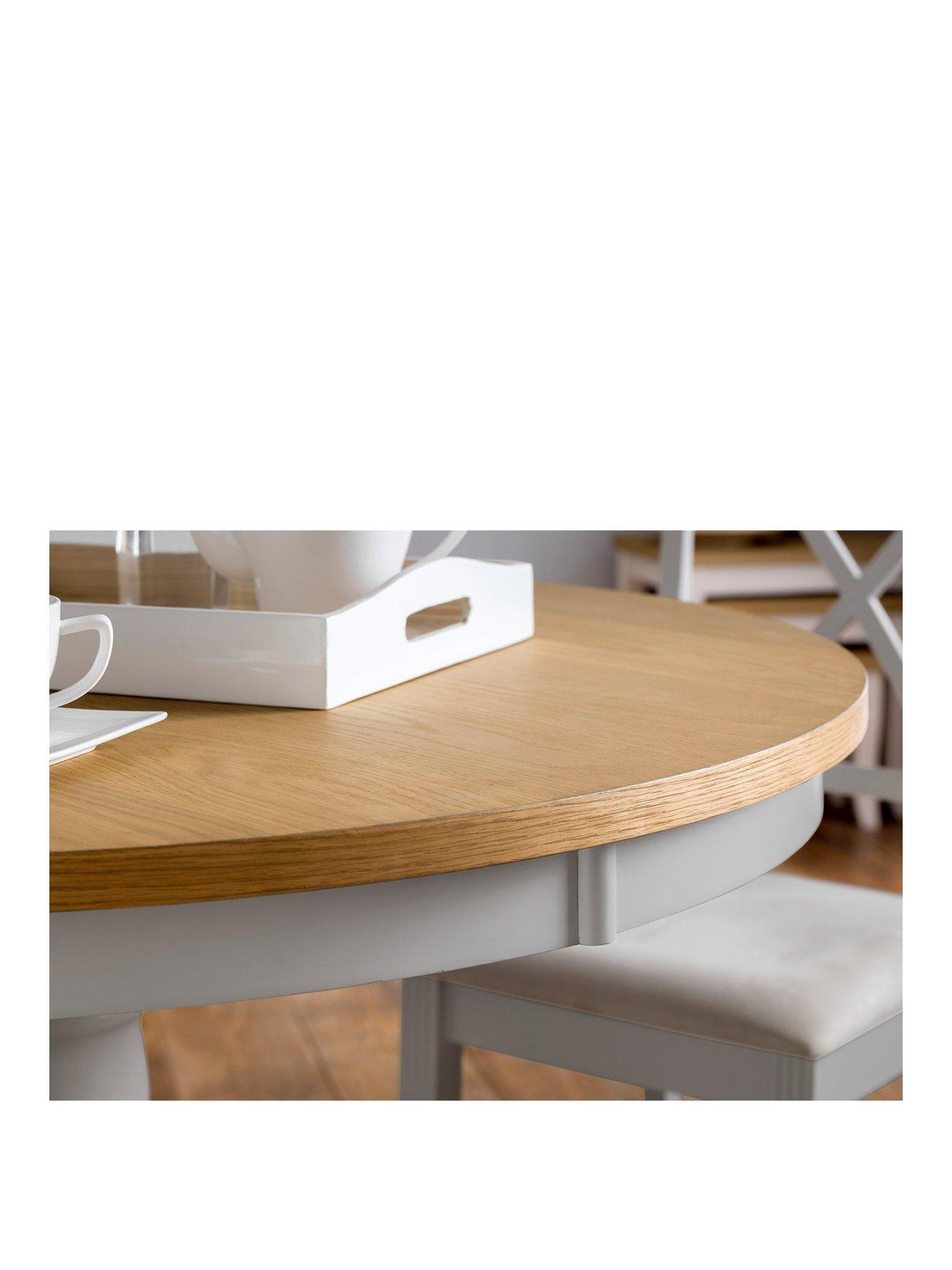 Image 3 of 3 of Julian Bowen Davenport 106 cm Round Pedestal Table - Grey/Oak