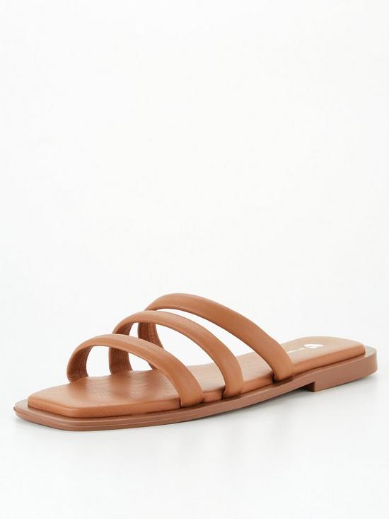 stillFront image of v-by-very-wide-fit-strappy-slider-sandal-tan