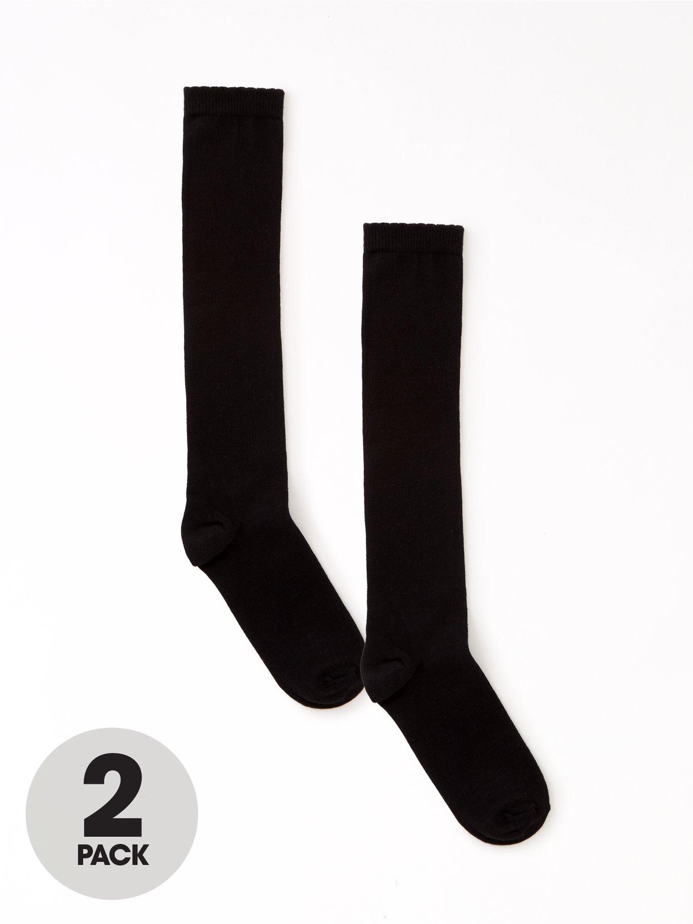 Girls 2 Pack Over The Knee Socks Black