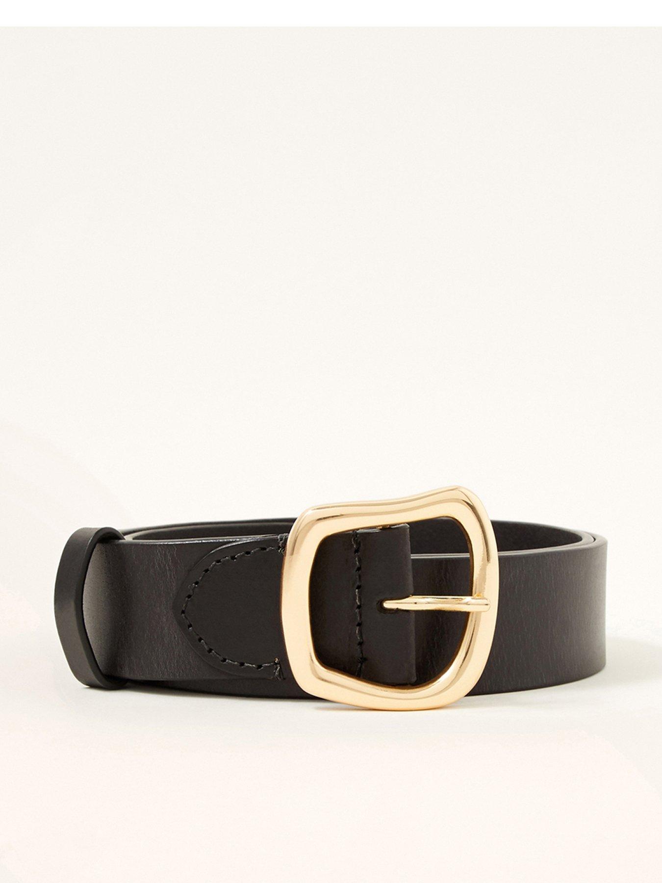  Leather Core Buckle Belt - Black