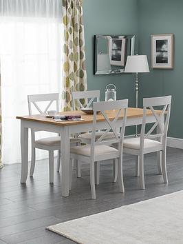 Julian Bowen Davenport 150 Cm Dining Table + 4 Chairs - Grey/Oak