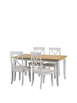 Product photograph of Julian Bowen Davenport 150 Cm Dining Table 4 Chairs - Grey Oak from very.co.uk