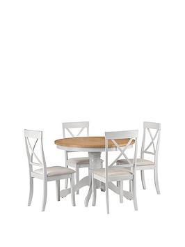 Product photograph of Julian Bowen Davenport 106 Cm Round Dining Table 4 Chairs - Grey Oak from very.co.uk