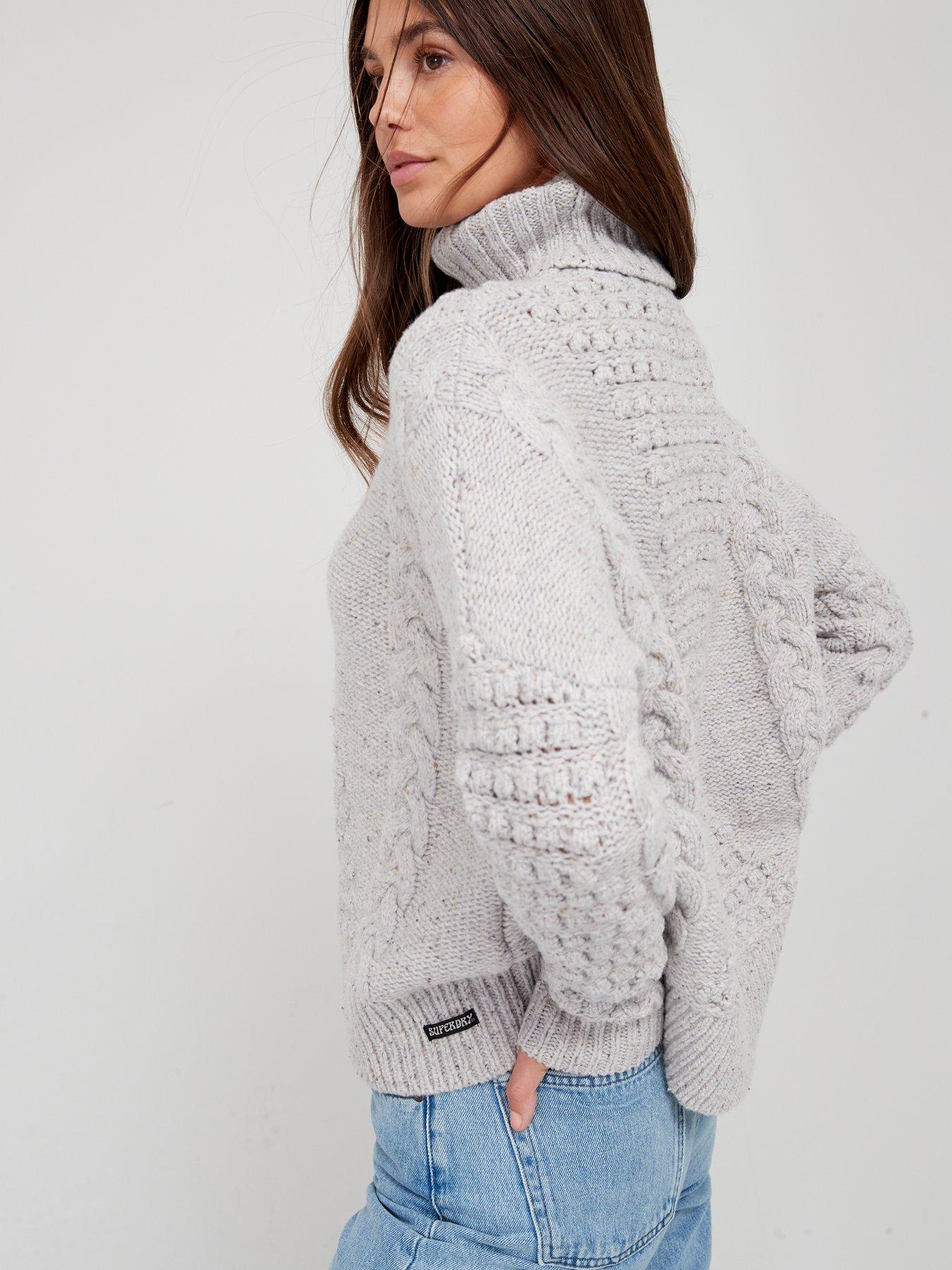  Chunky Cable Roll Neck Jumper - Off White
