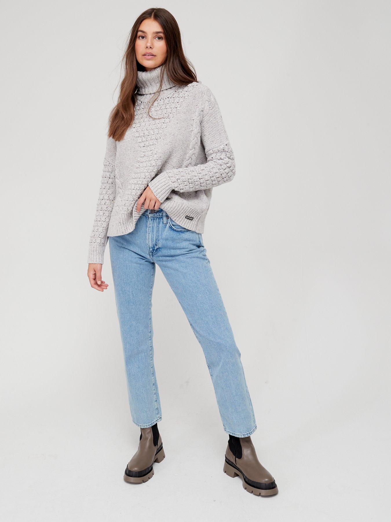  Chunky Cable Roll Neck Jumper - Off White