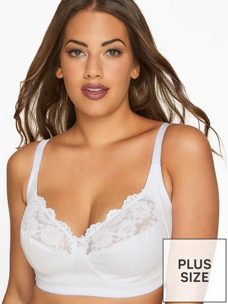 yours-clothing-white-non-wired-cotton-lace-trim-bra