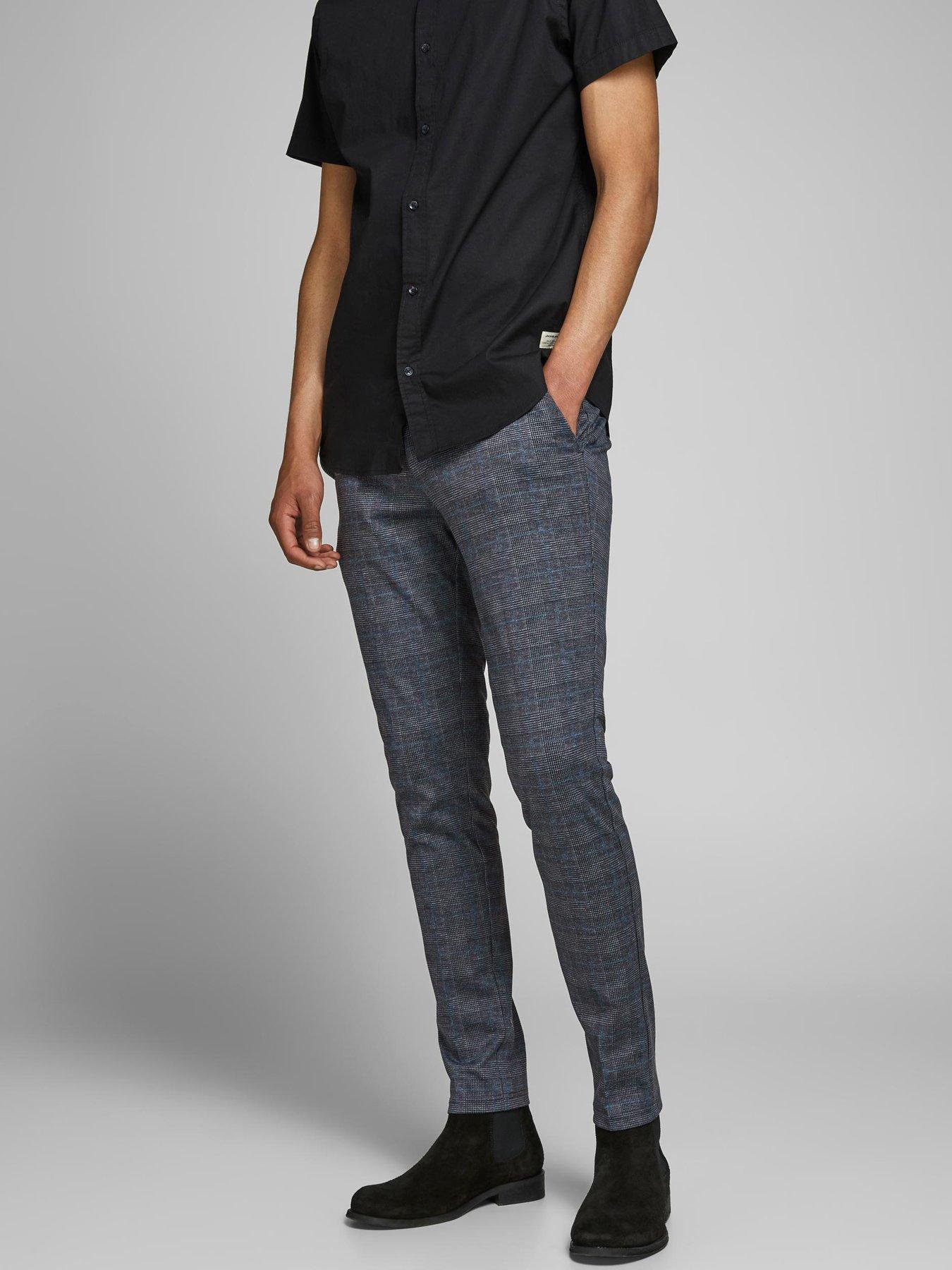 Men Marco Checked Skinny Fit Smart Trousers