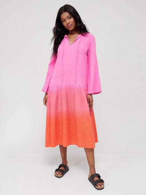 v-by-very-crinkle-wide-sleeve-ombre-midi-beach-dress-pinknbsp