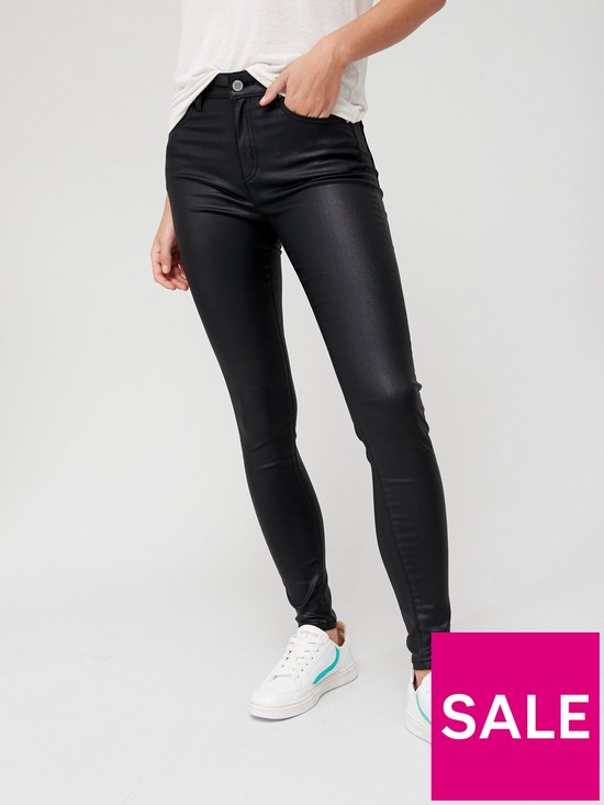 front image of superdry-coated-high-rise-skinny-jean-black