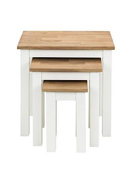 Product photograph of Julian Bowen Coxmoor Solid Oak Nest Of 3 Tables from very.co.uk