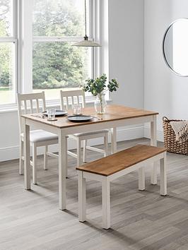 Product photograph of Julian Bowen Coxmoor Dining Table 2 Chairs And 1 Bench from very.co.uk