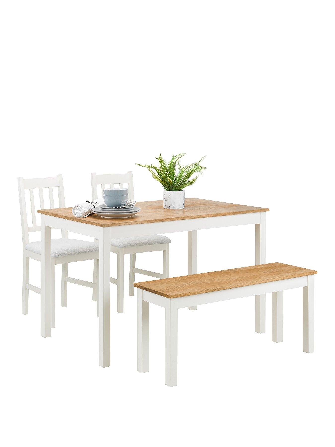 Image 2 of 4 of Julian Bowen Coxmoor 118 cm&nbsp;Solid Oak&nbsp;Dining Table + 2 Chairs and 1 Bench