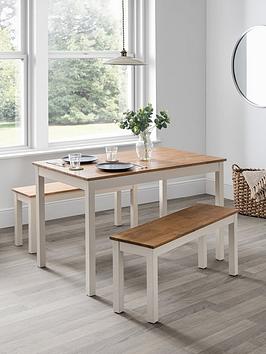Product photograph of Julian Bowen Coxmoor 120 Cm Dining Table 2 Benches from very.co.uk