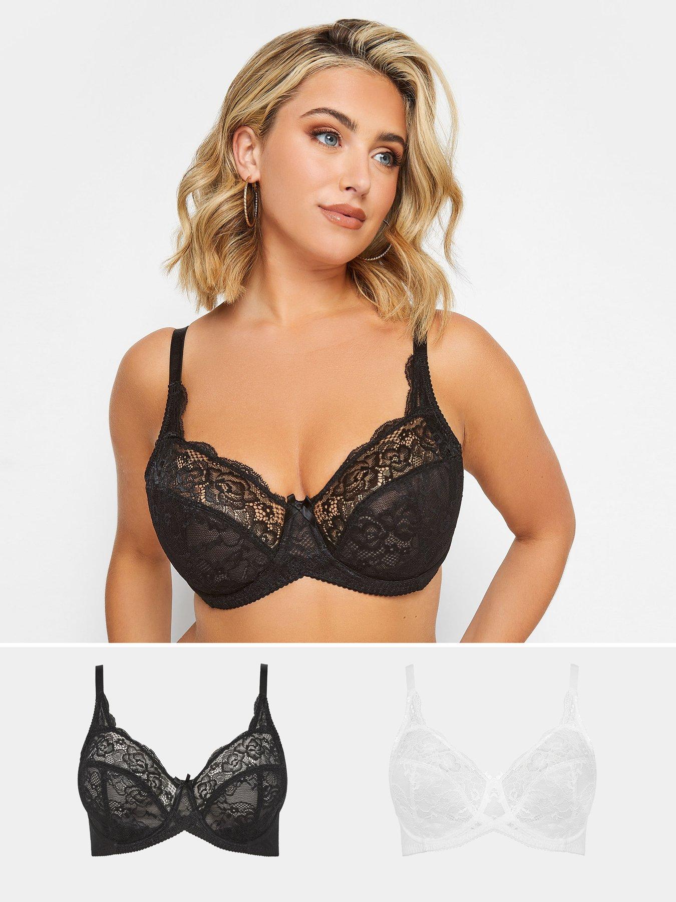 Yours London 2 Pack Front Fastening Bra - White/Black
