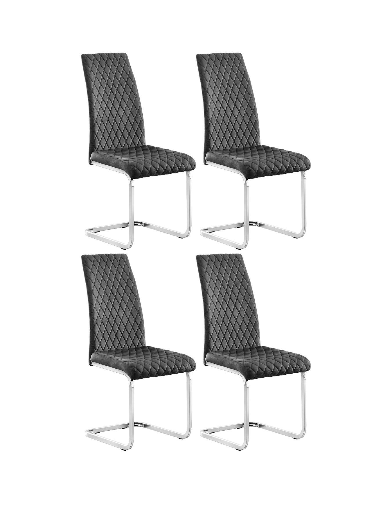 Image 2 of 7 of Julian Bowen Calabria Set of 4 Velvet Cantilever Dining Chairs - Grey