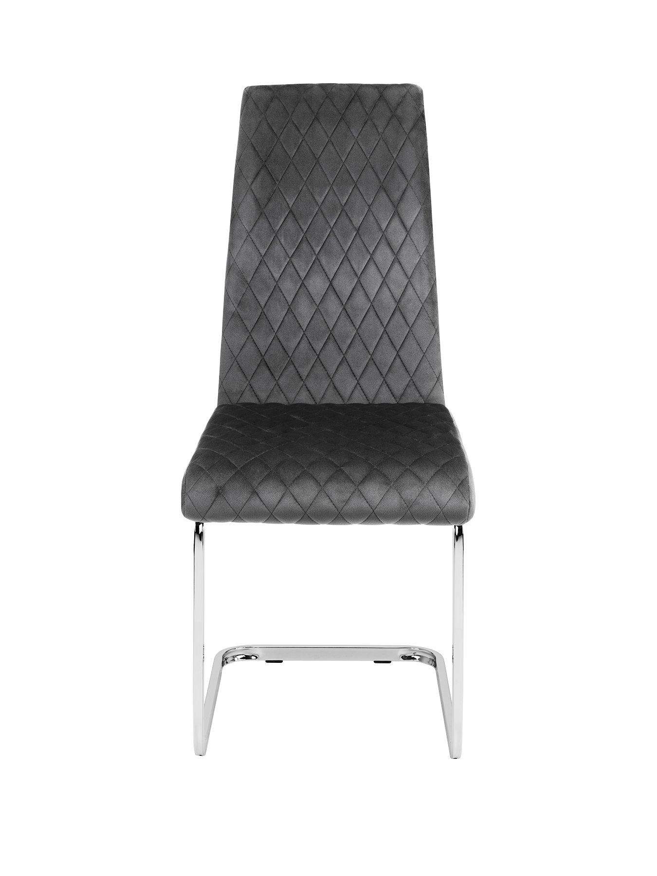 Image 4 of 7 of Julian Bowen Calabria Set of 4 Velvet Cantilever Dining Chairs - Grey