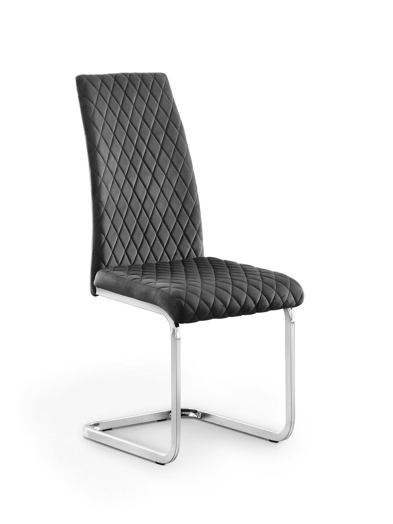 Image 6 of 7 of Julian Bowen Calabria Set of 4 Velvet Cantilever Dining Chairs - Grey