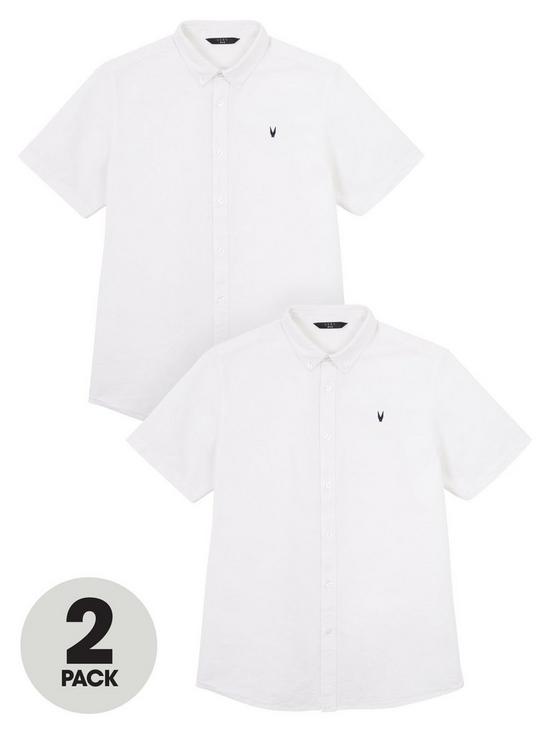 front image of very-man-value-short-sleeve-oxford-shirts-2-pack-white