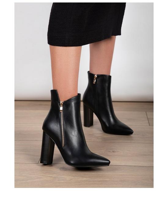 stillFront image of raid-keyla-side-zip-heeled-ankle-boots-black