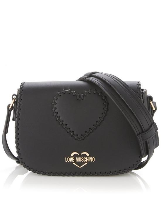 front image of love-moschino-whipstitch-detail-cross-body-bag-black