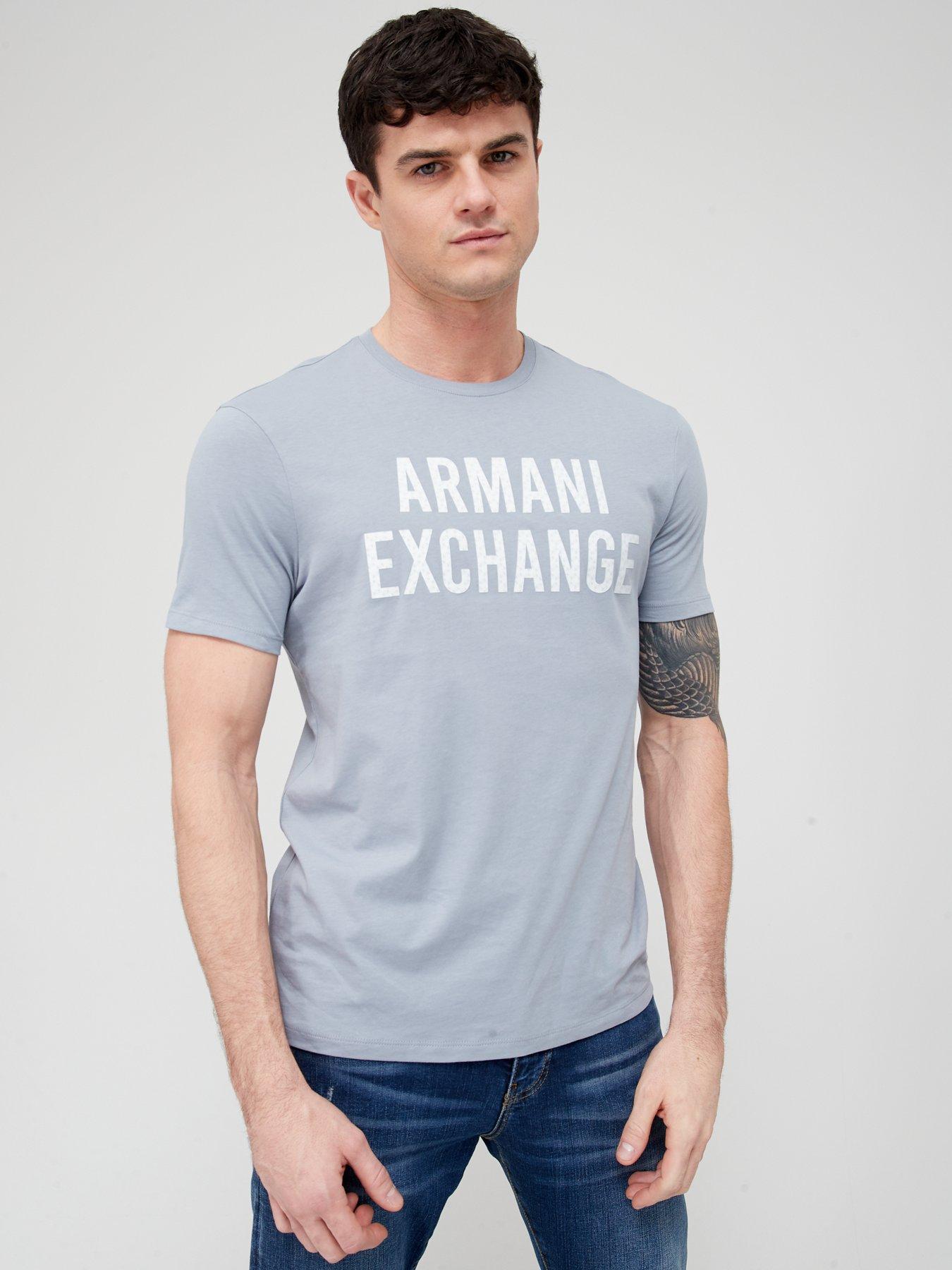 Armani Exchange Font Logo T-shirt - Light Blue 