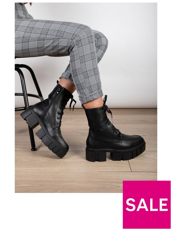 stillFront image of raid-ruby-chunky-lace-up-ankle-boots-black
