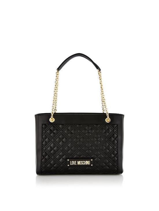 front image of love-moschino-quilted-tote-bag--nbspblack