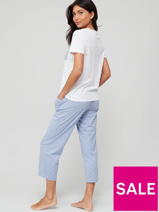 stillFront image of v-by-very-spot-piping-detail-wide-leg-pyjamas-whitebluenbsp