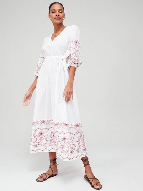 v-by-very-embroidered-sleeve-midi-dress-white