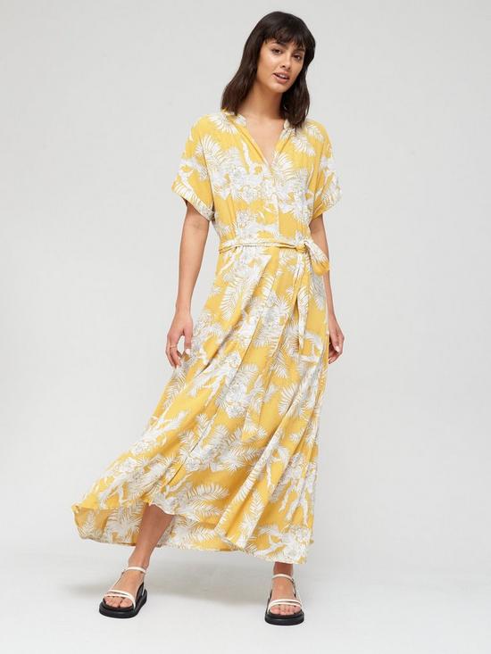 front image of v-by-very-tie-waist-printed-maxi-dress-floral